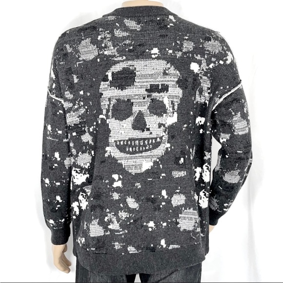 Skull Cashmere Other - SkullCashmere Charcoal Cashmere Blend Skull Back &Side Zips CrewNeck Sweater SzM